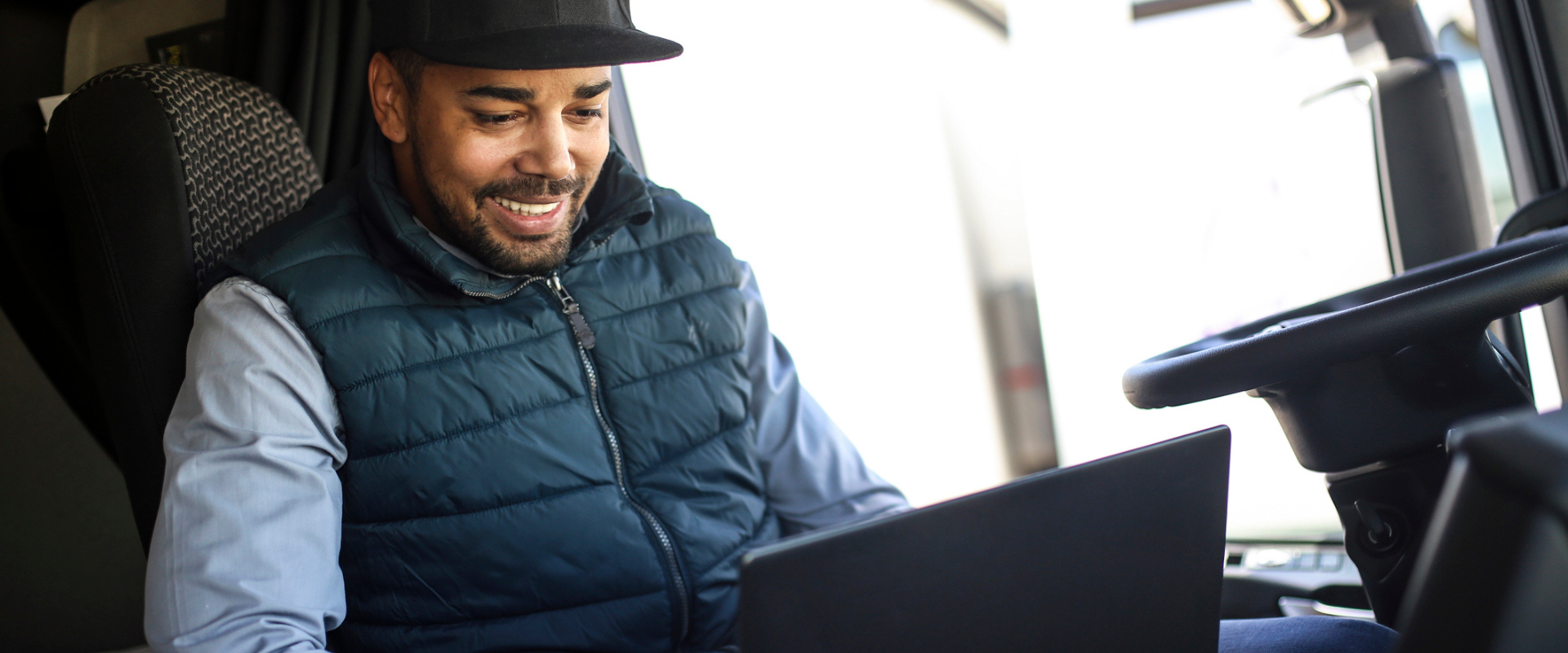 Trucker on the road with reliable internet